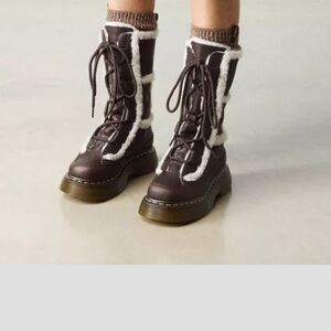 Dr. Martens Brown Shearling Lace-Up Boots Bnib